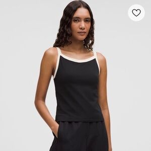 Lululemon Organic Cotton High-Neck Ringer Tank Top Black/ivory sz XL